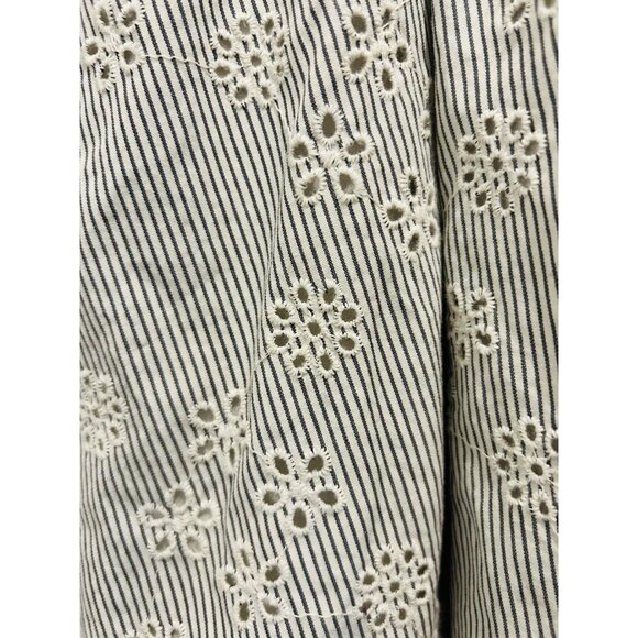 Madewell Eyelet Sophia Mini Dress in Stripe Sunfade Indigo Size Small Balloon - Picture 13 of 16